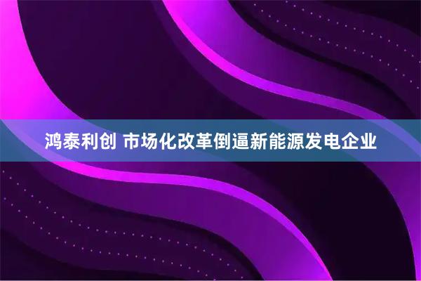 鸿泰利创 市场化改革倒逼新能源发电企业