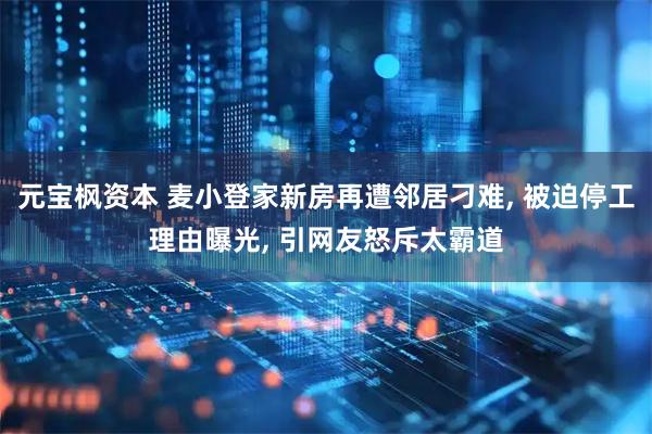 元宝枫资本 麦小登家新房再遭邻居刁难, 被迫停工理由曝光, 引网友怒斥太霸道
